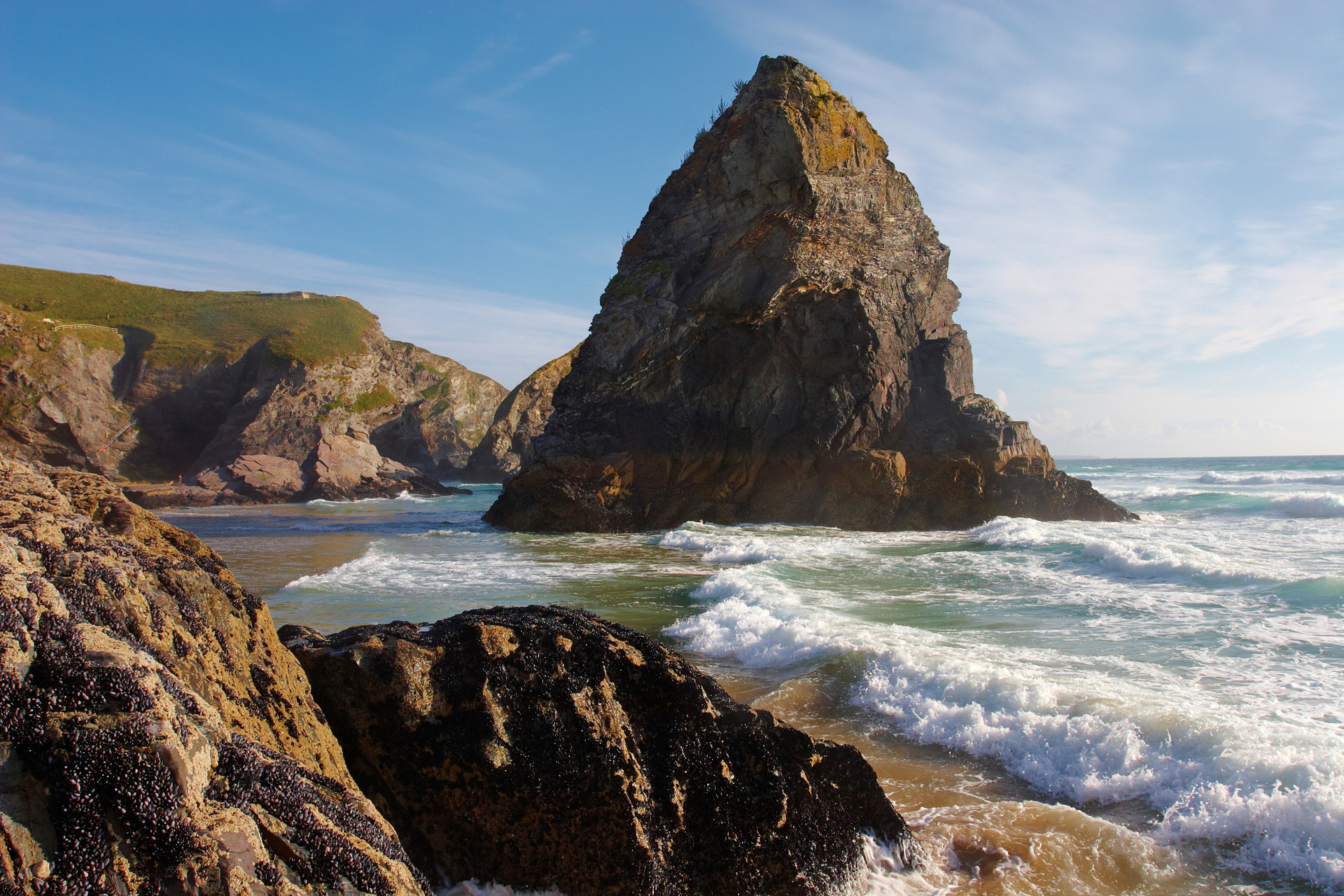 Bedruthan Steps Rock Stack In The Waves