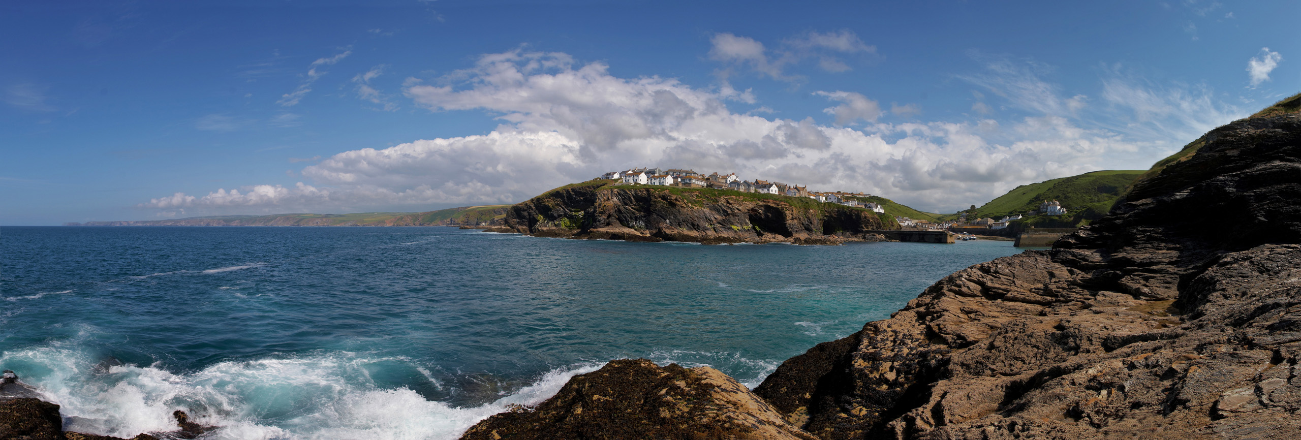 Port Isaac From The Rocks Panorama