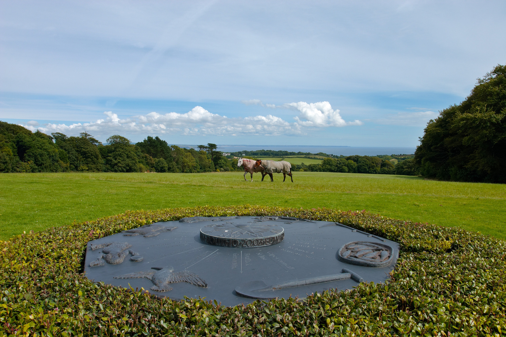Sundial and sea view at Trengwainton Garden