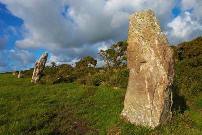 Nine Maidens Stone Row on St Breock Downs, Cornwall