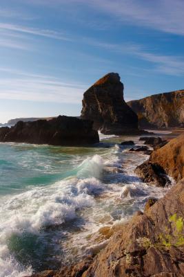 Bedruthan Breakers - waves breaking on the Bedruthan shoreline
