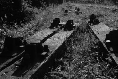 Old railway sleepers monochrome