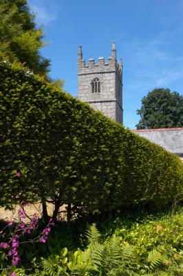 Lanhydrock Church over the hedge
