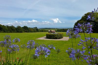 Sundial and sea view at Trengwainton Garden