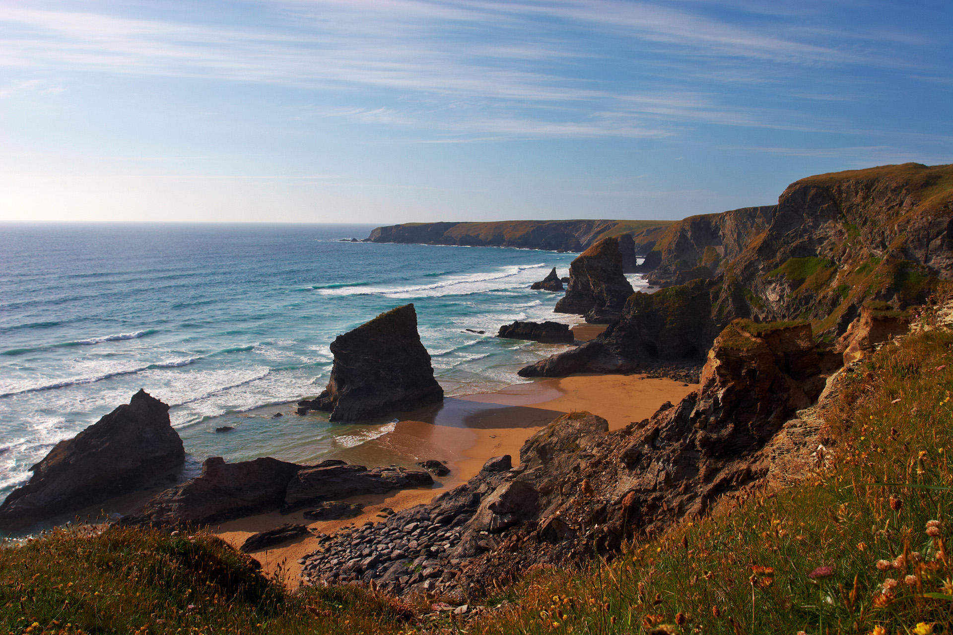 Bedruthan Steps At Sunset