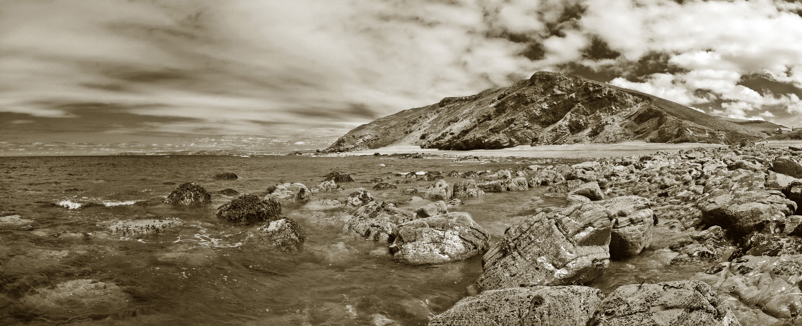 Millook Haven Beach and Cliffs Panorama
