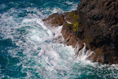Waves breaking on the rocks at High Cove, Cornwall